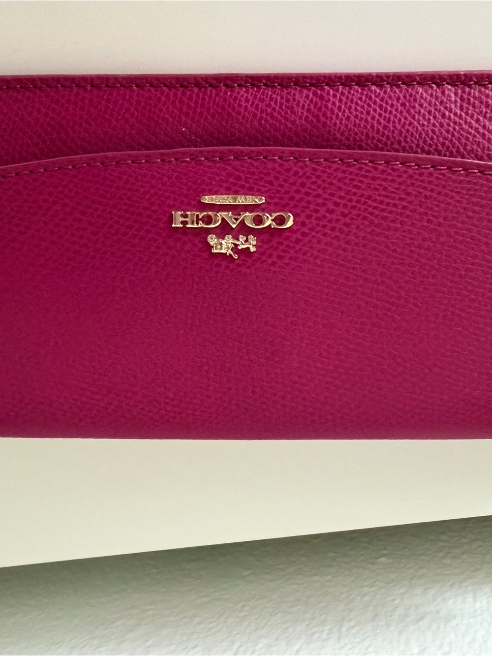Coach Magenta Pebbled Leather Wallet with Gold Hardware